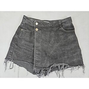 Zara Skorts Women's Small 28" Black Denim 2 Button Hip Pockets Casual Grunge Y2K